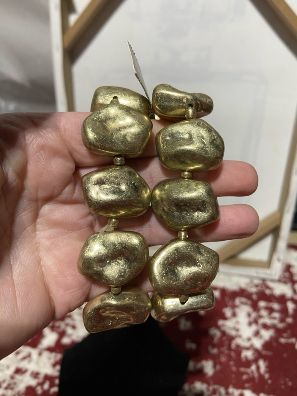 Chico's Chunky Metallic Gold Tone Stretch Bracelet Pair